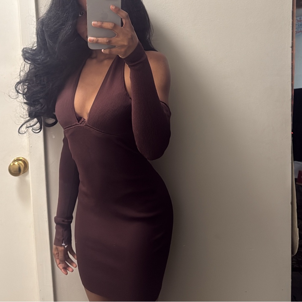 Bershka burgundy mini dress